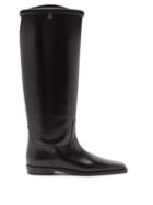 Totme - Square-toe Leather Knee-high Boots - Womens - Black