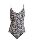 Matchesfashion.com Matteau - The Scoop Blossom Print Swimsuit - Womens - Black Navy