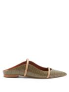 Matchesfashion.com Malone Souliers - Maureen Backless Leather Flats - Womens - Khaki