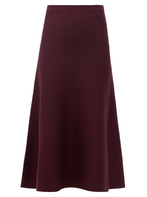 Matchesfashion.com Gabriela Hearst - Freddie Wool-blend Skirt - Womens - Burgundy