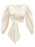 Johanna Ortiz - Isleta Del Sur Cotton-blend Wrap Top - Womens - Cream