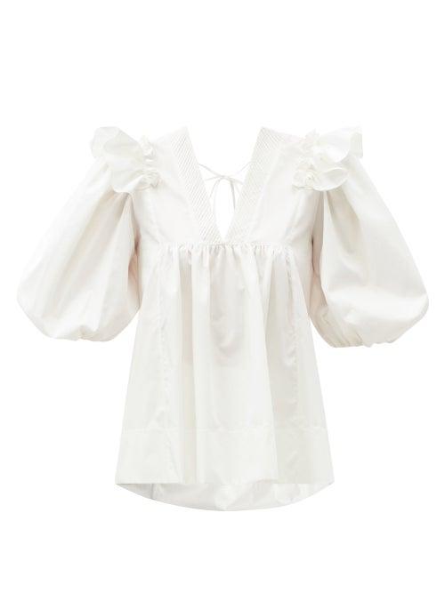 Matchesfashion.com Lug Von Siga - Carolina Ruffled Cotton Blouse - Womens - White