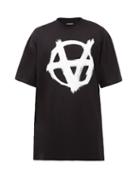 Matchesfashion.com Vetements - Anarchy Printed Cotton-jersey T-shirt - Mens - Black