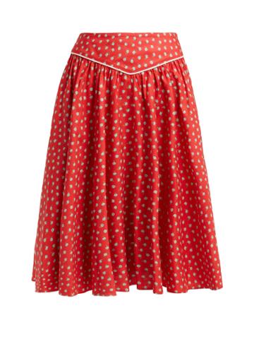 Batsheva Floral-print Cotton Skirt