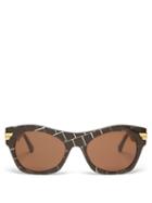 Bottega Veneta - Intrecciato-print Square Acetate Sunglasses - Womens - Brown