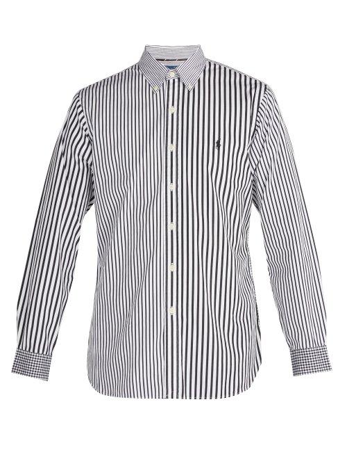 Matchesfashion.com Polo Ralph Lauren - Stripe And Gingham Print Cotton Shirt - Mens - Black Multi