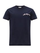 Matchesfashion.com Alexander Mcqueen - Logo-embroidered Cotton T-shirt - Mens - Navy