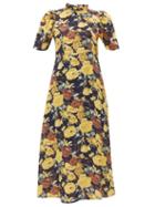 Matchesfashion.com Sea - Ella Floral Print Cotton Midi Dress - Womens - Yellow Multi