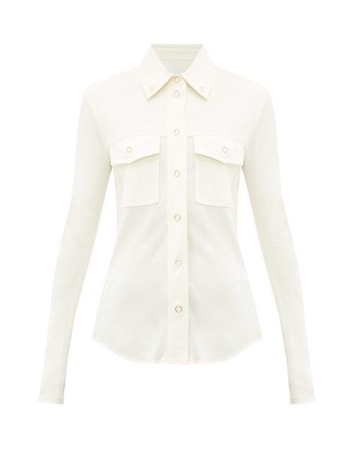 Matchesfashion.com Burberry - Press Stud Jersey Shirt - Womens - Ivory