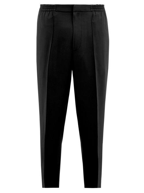 Matchesfashion.com Alexander Mcqueen - Logo-tape Ankle-zip Crepe Trousers - Mens - Black