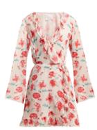 Matchesfashion.com Athena Procopiou - Floral Print Silk Wrap Dress - Womens - Pink Multi
