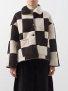 Cawley Studio - Avis Reversible Suede-shearling Patchwork Jacket - Womens - Brown Cream