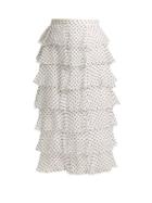Matchesfashion.com Rodarte - Flocked Polka Dot Chiffon Skirt - Womens - Black White