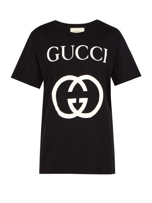 Matchesfashion.com Gucci - Logo Print Cotton T Shirt - Mens - Black White