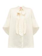 Matchesfashion.com F.r.s - For Restless Sleepers - Diana Pussy Bow Hammered Satin Blouse - Womens - Cream