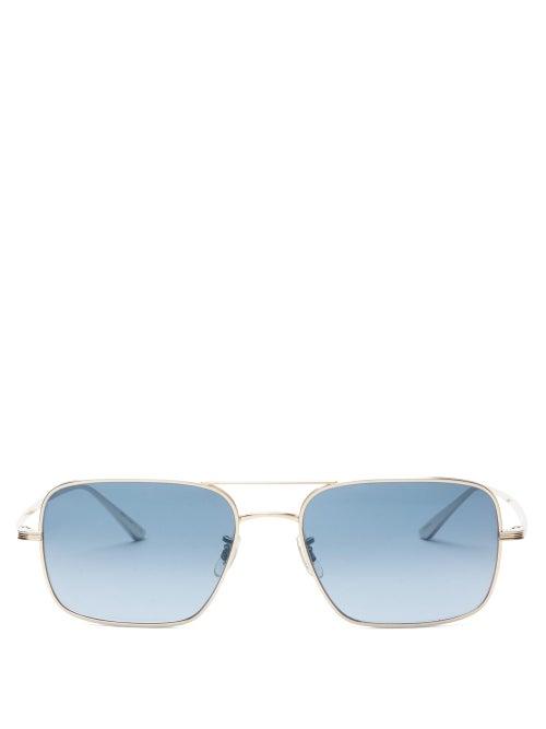 Matchesfashion.com The Row - X Oliver Peoples Victory La Square Sunglasses - Womens - Light Blue