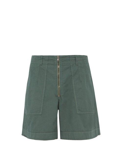 Matchesfashion.com Raey - Zip Cotton Twill Shorts - Mens - Green