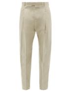 Alexander Mcqueen - Pleated Slim-leg Cotton-twill Trousers - Mens - Cream