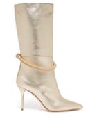 Matchesfashion.com Malone Souliers - Sofia Braided Anklet Leather Boots - Womens - Gold