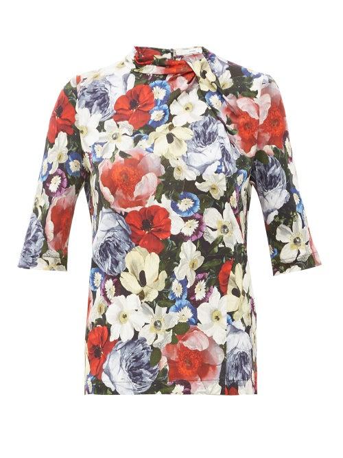 Matchesfashion.com Erdem - Kacey Poppy-print Blouse - Womens - Black Multi