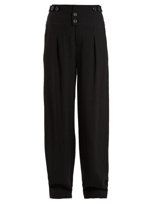 Matchesfashion.com Chlo - High Waist Wide Leg Crepe Trousers - Womens - Black