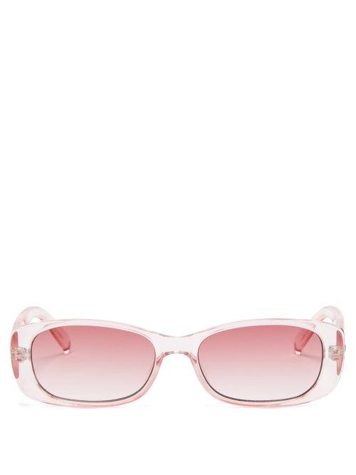 Matchesfashion.com Le Specs - Unreal Rectangular Acetate Sunglasses - Womens - Light Pink