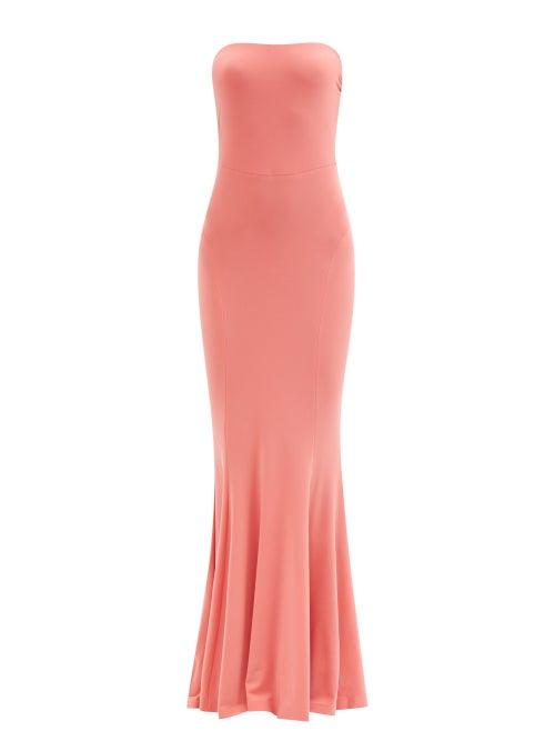 Norma Kamali - Strapless Fishtail Jersey Maxi Dress - Womens - Red