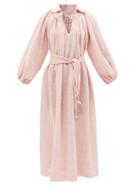 Lisa Marie Fernandez - Poet Slubbed Linen-blend Gauze Maxi Dress - Womens - Pink Stripe