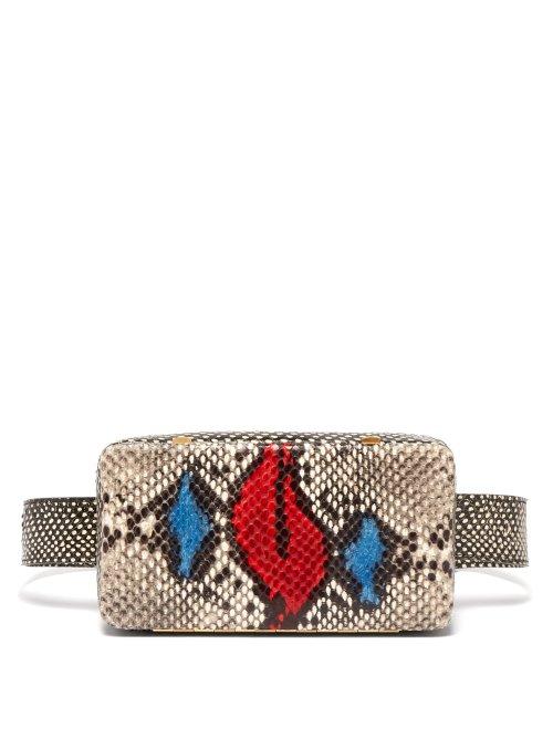Matchesfashion.com Lutz Morris - Evan Snake Effect Leather Belt Bag - Womens - Red Multi