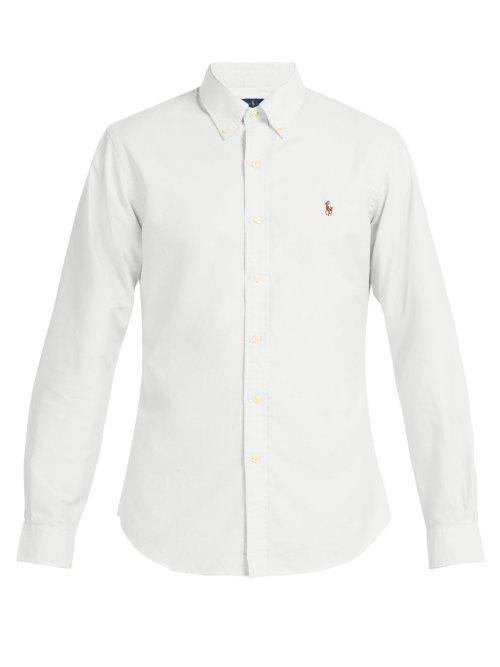 Matchesfashion.com Polo Ralph Lauren - Logo Embroidered Cotton Oxford Shirt - Mens - White