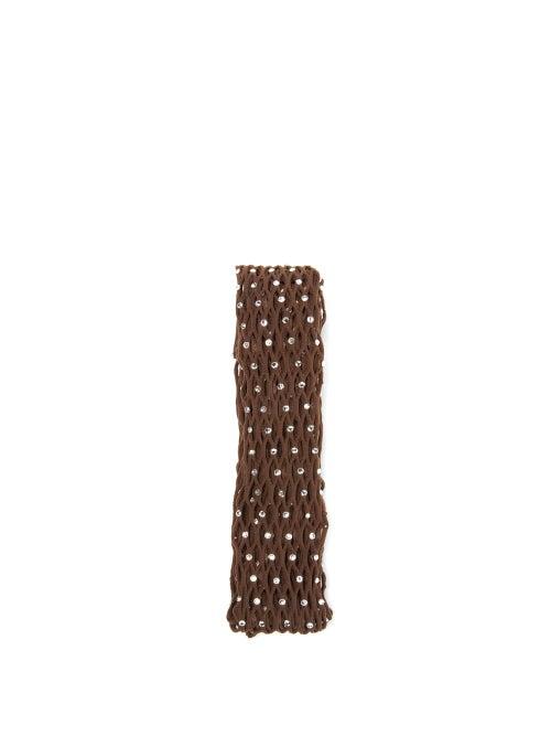 Wolford X Amina Muaddi - Crystal Fishnet Tights - Womens - Brown