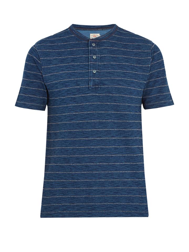 Faherty Striped Cotton Henley Top