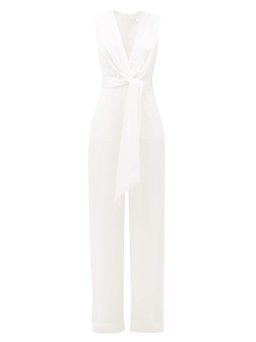 Matchesfashion.com Jonathan Simkhai - Waist-tie Crepe Jumpsuit - Womens - White