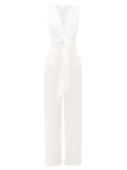 Matchesfashion.com Jonathan Simkhai - Waist-tie Crepe Jumpsuit - Womens - White