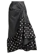 Richard Quinn Gathered Polka-dot Asymmetric Skirt