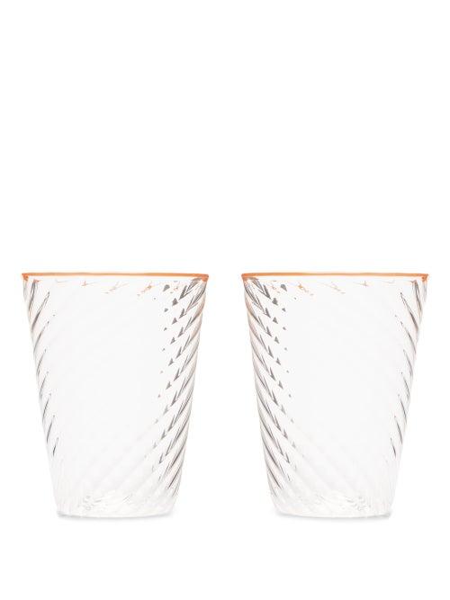 Matchesfashion.com Campbell-rey - X Laguna B Set Of Two Cosima Highball Glasses - Orange Multi