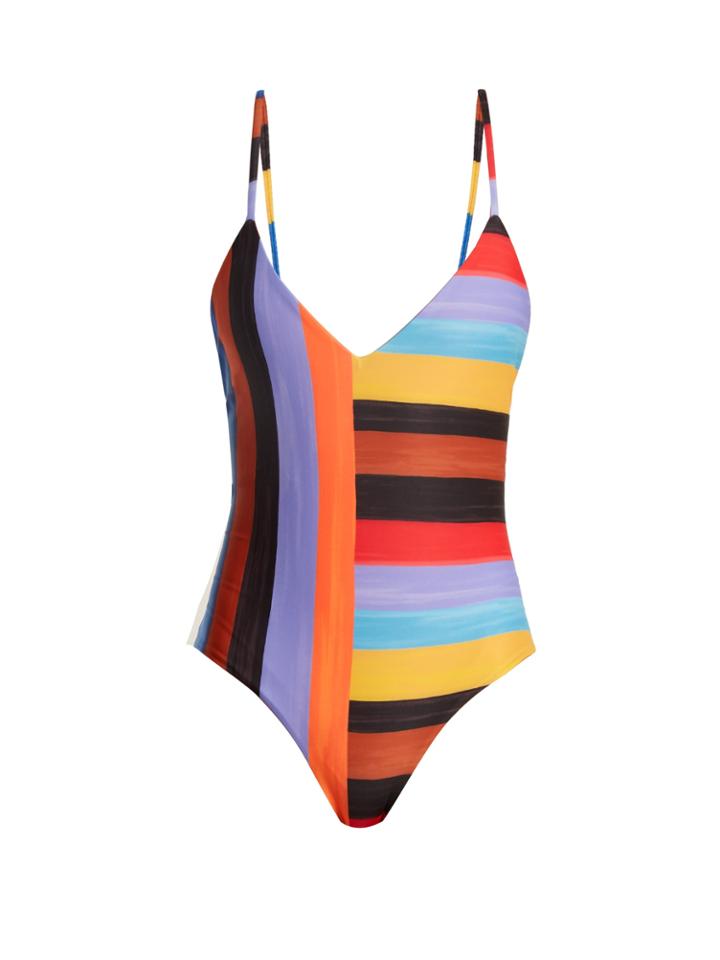 Mara Hoffman Emma Sunglow Stripe-print Scoop-back Swimsuit