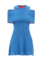 Thebe Magugu - Stole Cold-shoulder Ribbed-wool Mini Dress - Womens - Blue