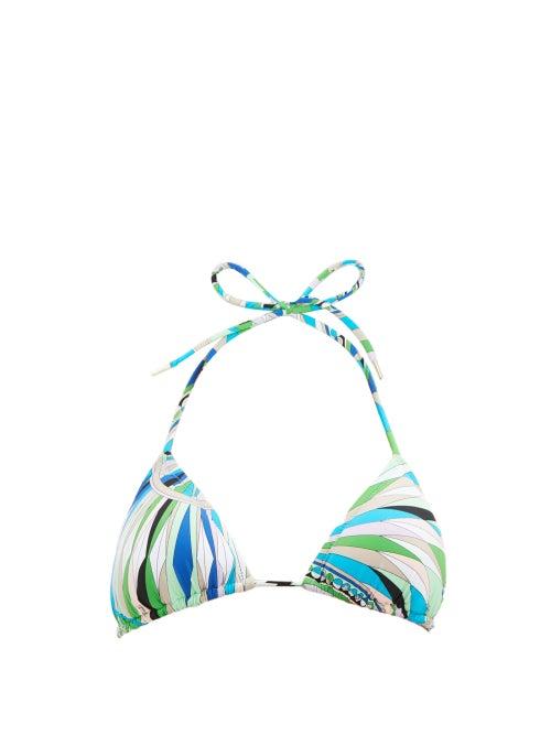Matchesfashion.com Emilio Pucci - Bes-print Triangle Bikini Top - Womens - Green Print