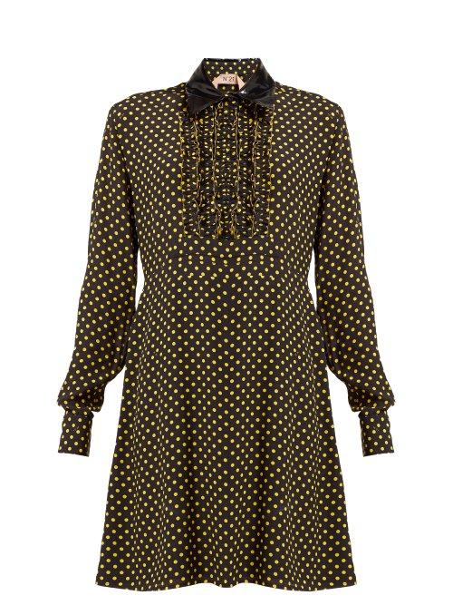 Matchesfashion.com No. 21 - Polka Dot Vinyl Collar Dress - Womens - Black Yellow