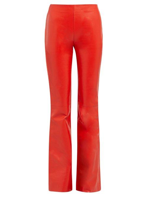 Matchesfashion.com Acne Studios - Lizzie Leather Front Bootcut Trousers - Womens - Red
