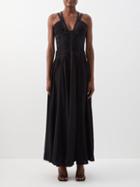Ulla Johnson - Anya Ruched Silk Maxi Dress - Womens - Black