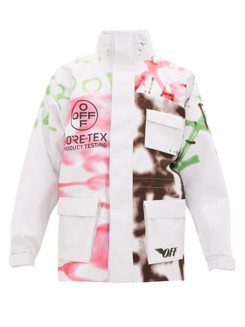 Matchesfashion.com Off-white - Graffiti Print Gore Tex Jacket - Mens - White Multi