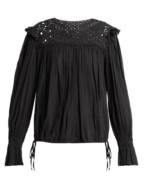 Matchesfashion.com Isabel Marant Toile - Rock Macram Lace Cotton Top - Womens - Black