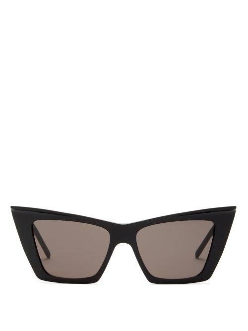 Matchesfashion.com Saint Laurent - Pointed Cat-eye Acetate Sunglasses - Womens - Black