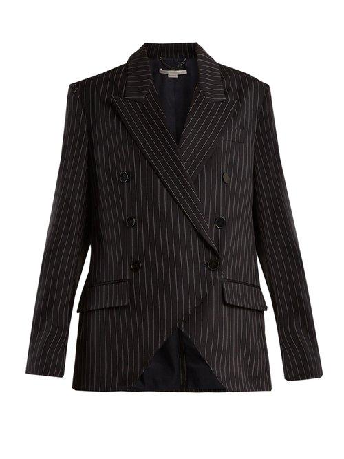 Matchesfashion.com Stella Mccartney - Peak Lapel Pinstriped Wool Blend Jacket - Womens - Navy Stripe