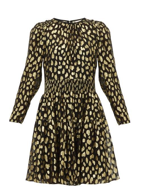 Matchesfashion.com Rebecca Taylor - Fil Coup Silk Blend Mini Dress - Womens - Black Gold