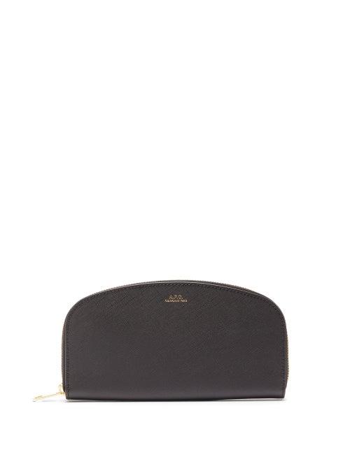 Matchesfashion.com A.p.c. - Half Moon Zip-around Grained-leather Wallet - Womens - Black