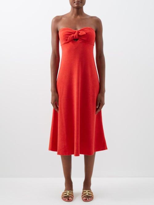 Zimmermann - Lyre Tied Empire-waist Cotton-blend Jersey Dress - Womens - Red