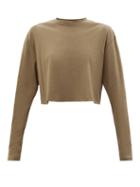 Wardrobe.nyc Wardrobe. Nyc - Cropped Cotton-jersey Long-sleeved T-shirt - Womens - Khaki